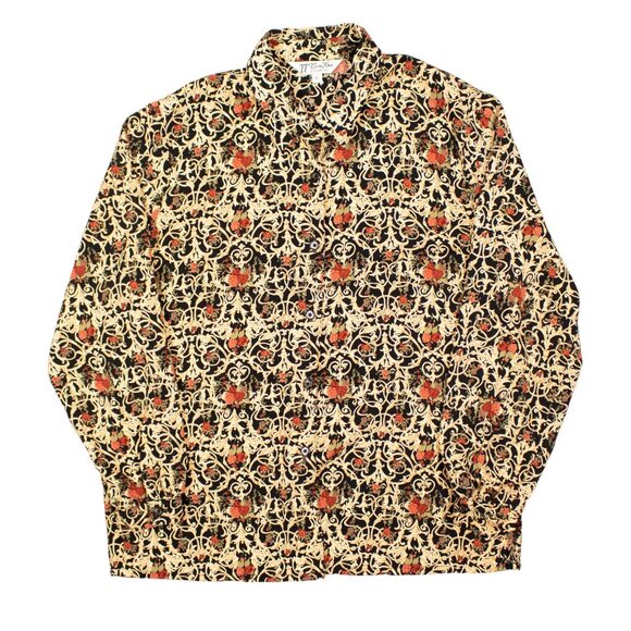 Vintage 70s TT Gun Gai Traditioncal Chinese Pattern Button Up Blouse Shirt Large - Picture 1 of 9